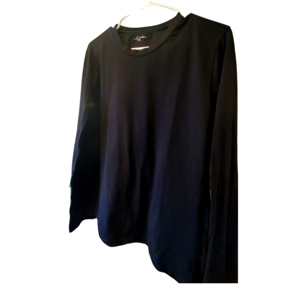 #1 Black Round neck Tshirt - 2XL, Long Sleeve